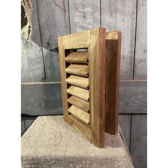 Houte dubbel louvreluik - 40 cm hoog - 2 x 26 cm breed - naturel