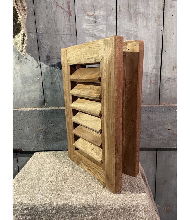 Houte dubbel louvreluik - 40 cm hoog - 2 x 26 cm breed - naturel