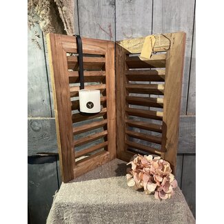 Houte dubbel louvreluik - 50 cm hoog - 2 x 26 cm breed - naturel