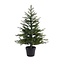 Kerstboom kunst in pot - buiten - met 100 lampjes - 120 cm hoog - werkt op batterij
