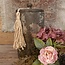Houten pot met kwast - hoog - 14 x 14 x 23 cm - excl. deco