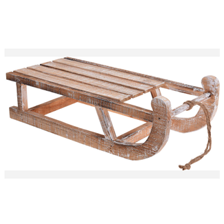 SLEE HOUT 50X24X14CM WHITE WASHED MET JUTE TOUW