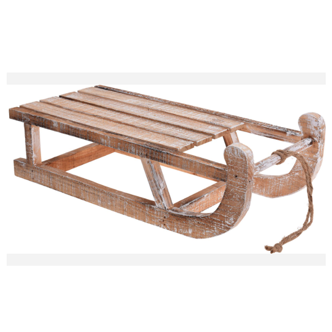 SLEE HOUT 50X24X14CM WHITE WASHED MET JUTE TOUW