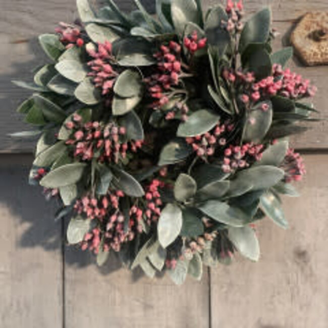 Countryfield Eucalyptuskransje - rood - kunst - ca. 30 cm