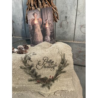# Shabby doek 30x45cm Prettige Feestdagen krans kleur