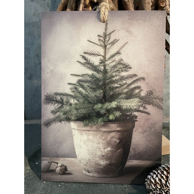 # Decobordje - dennenboom- hout aan touw - 15 x 1 x 21 cm