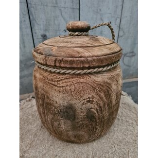 1# Mix - houten pot met deksel - ca. 20 x 20 cm