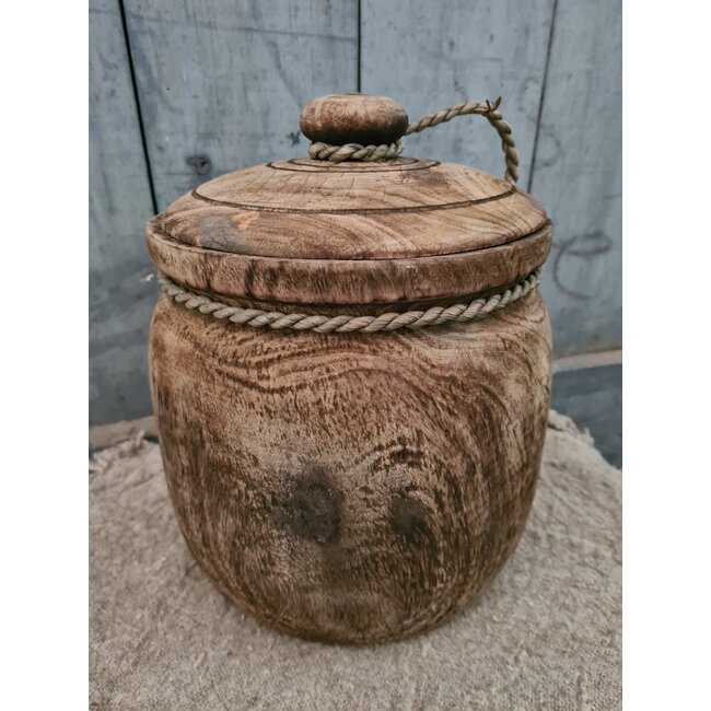 1# Mix - houten pot met deksel - ca. 20 x 20 cm