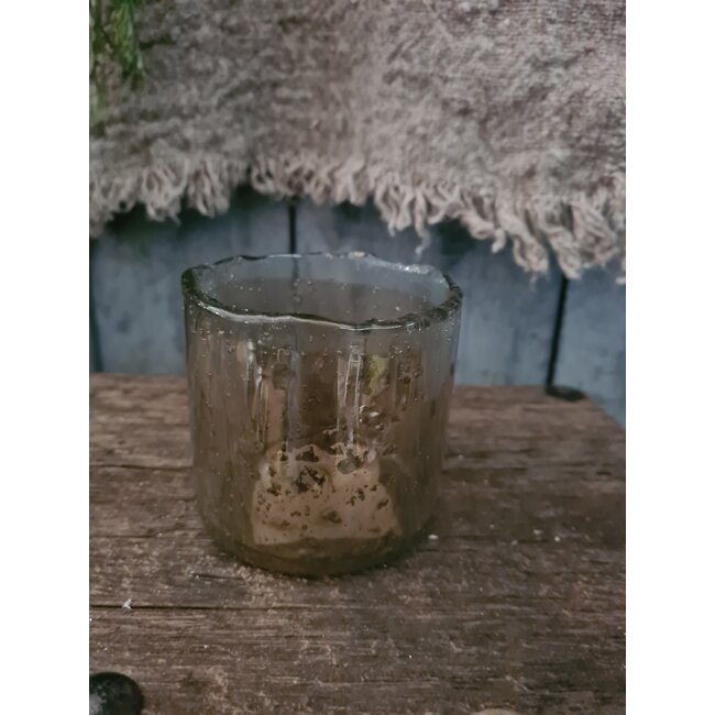 # Cylinder - bubbelglas - bruin - 7 x 7 cm