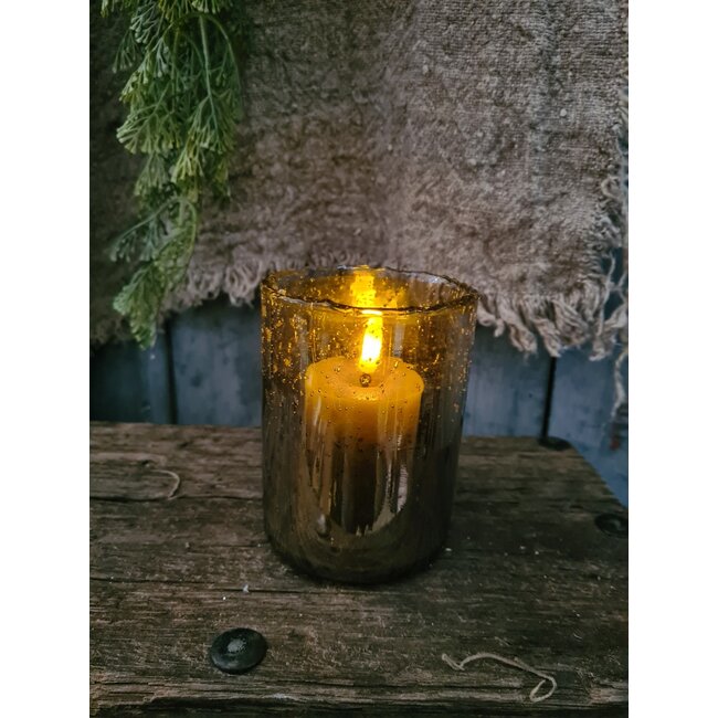 # Cylinder - bubbelglas - bruin - 10 x 16 cm