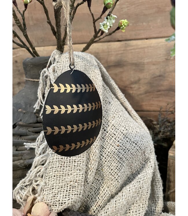 ## Zwarte metalen ei "Sago" 10 cm