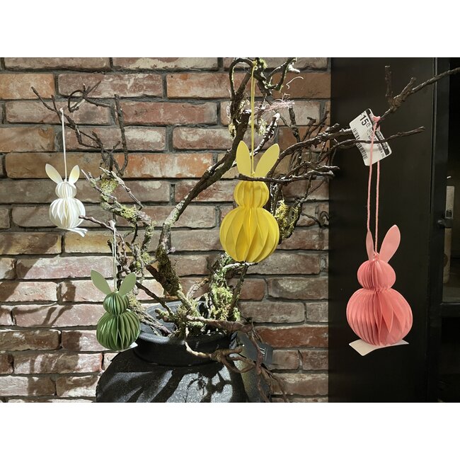 # Roze papieren paashaas hanger 12 cm