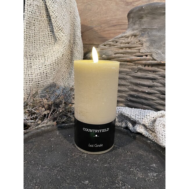 Countryfield # Stompkaars rustiek Ø7,5CM LED ro Lyon L beige-L7,5B7,5H15CM