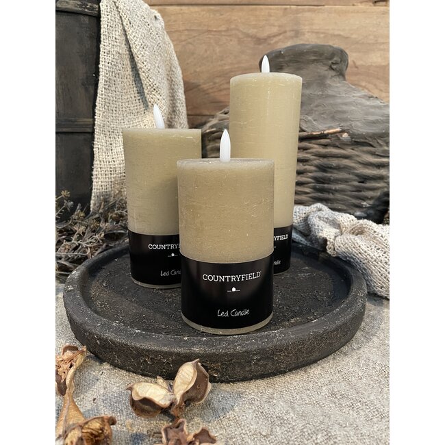 Countryfield # Stompkaars rustiek Ø7,5CM LED ro Lyon L beige-L7,5B7,5H15CM