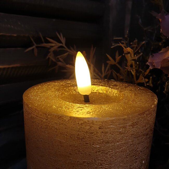 Countryfield # Stompkaars rustiek Ø7,5CM LED ro Lyon S goud-L7,5B7,5H8CM