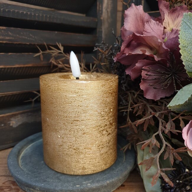 Countryfield # Stompkaars rustiek Ø7,5CM LED ro Lyon S goud-L7,5B7,5H8CM