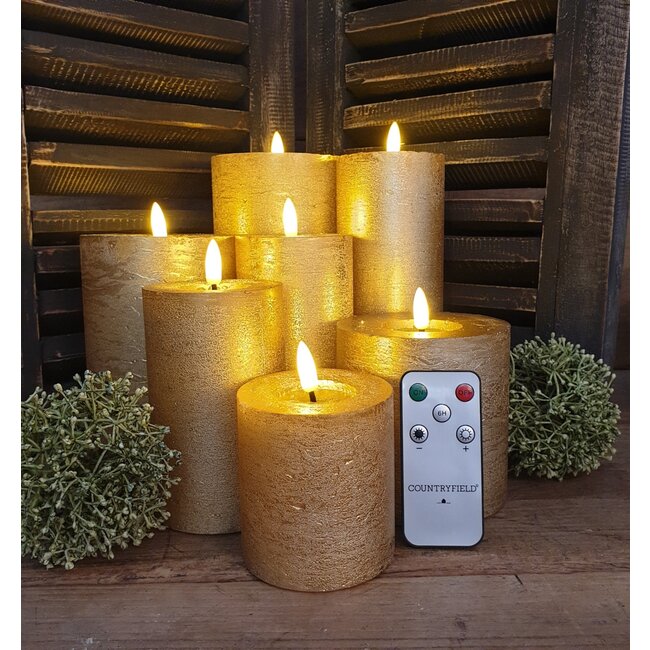 Countryfield # Stompkaars rustiek Ø7,5CM LED ro Lyon S goud-L7,5B7,5H8CM