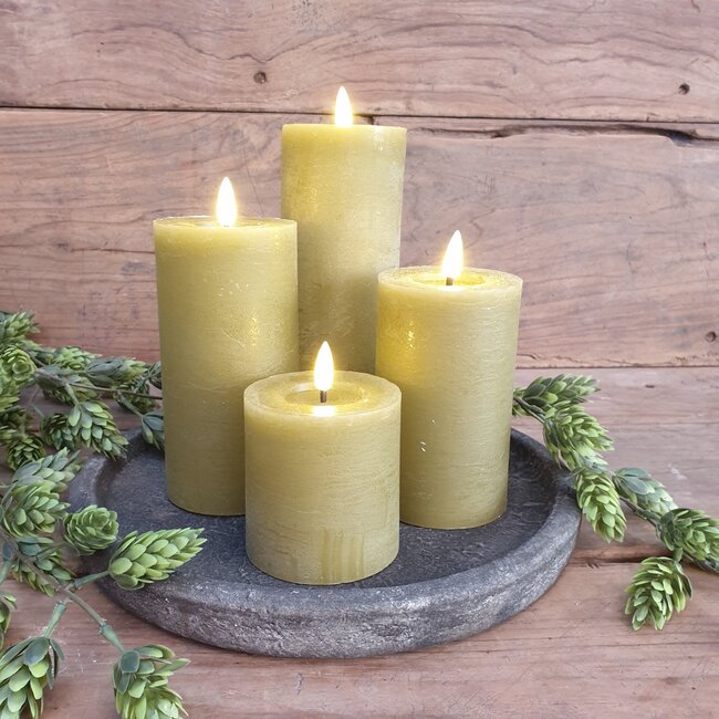 Countryfield # Stompkaars rustiek Ø7,5CM LED ro Lyon M l.groen-L7,5B7,5H12,5CM