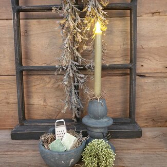 Countryfield # Set van 2 ledkaarsen - groen - 3d vlam - incl. afstandsbediening - timer en dimmer - 24 cm