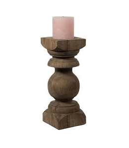 ## wordt niet verzonden - Kaarshouder bruin L  - hout - 19.00 x 19.00 x 45.00 cm