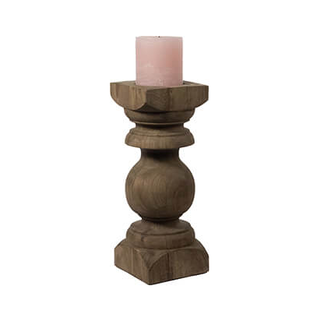 # wordt niet verzonden - Kaarshouder bruin L  - hout - 19.00 x 19.00 x 45.00 cm
