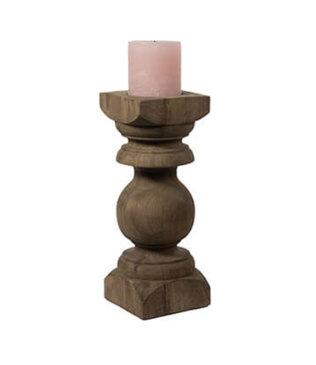 ### wordt niet verzonden - Kaarshouder bruin L  - hout - 19.00 x 19.00 x 45.00 cm