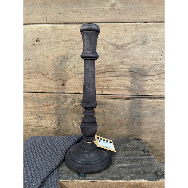 # Houten kandelaar - antraciet - 10 x 30 cm