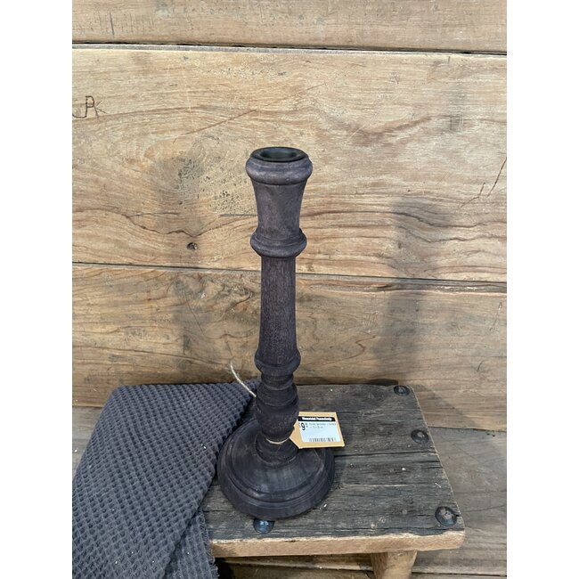 # Houten kandelaar - antraciet - 10 x 30 cm