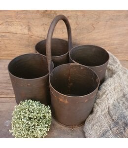 @ ijzeren potjes 4 aan elkaar - 4-bottleholder - 22 x 22 x 22 cm