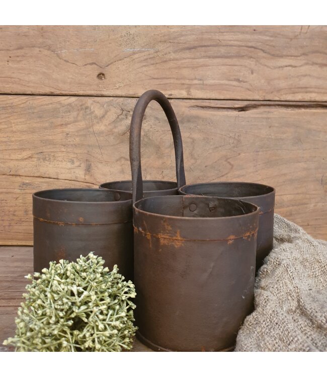 ijzeren potjes 4 aan elkaar - 4-bottleholder - 22 x 22 x 22 cm
