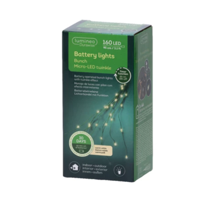 Micro LED Durawise bunch lights 8  functie twinkel effect BO buiten  L95cm - groen/warm wit