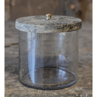 wordt niet verzonden- Glazen pot met deksel Lotte | large - 12 x 12 x 12 cm - grey finish