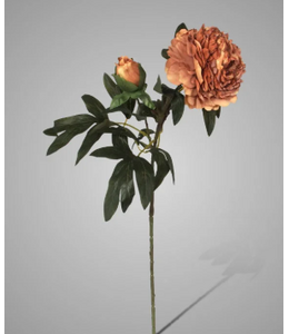 Peony Spray Yellow Brown 87 cm