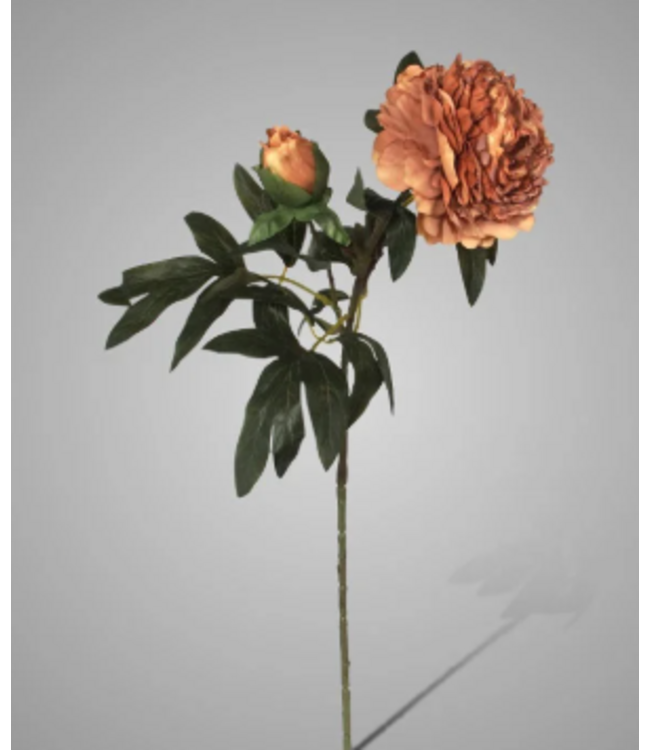 Peony Spray Yellow Brown 87 cm