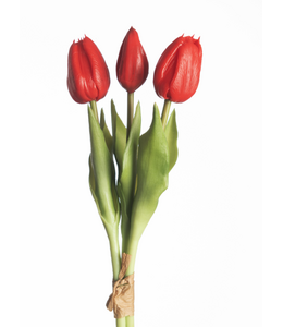 Real Touch Tulip Bundle x3 L30cm Red