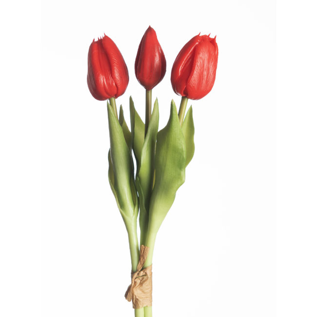 # Real Touch Tulip Bundle x3 L30cm Red