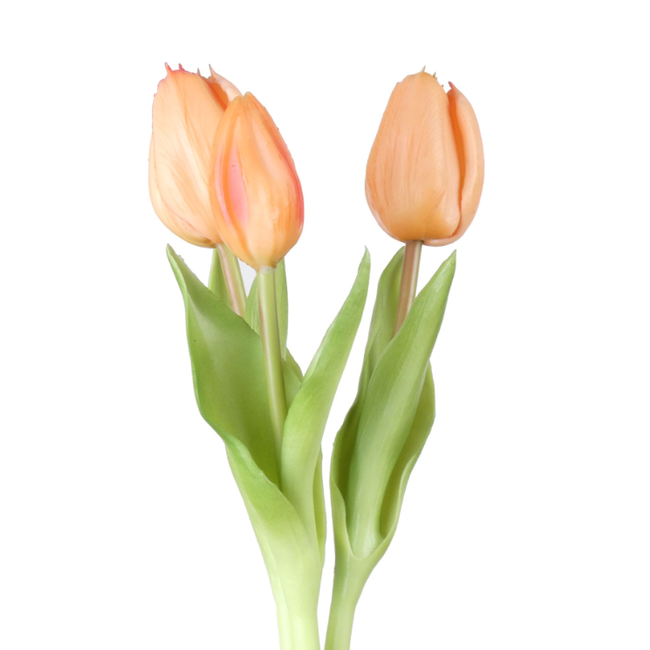 Real Touch Tulip Bundle x3 L30cm Peach