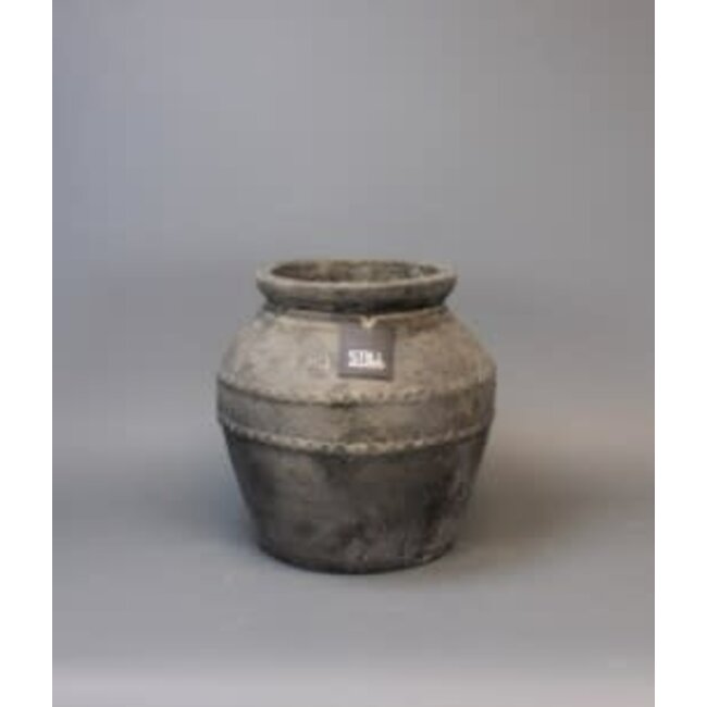 Still # 3223 - Zwart/goud gemeleerde bloempot - aardewerk - 28 x 27 cm - Serie "GOG"