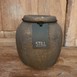 Still wordt niet verzonden - 3453 - Goud/zwarte vaas 12 cm - L - gold