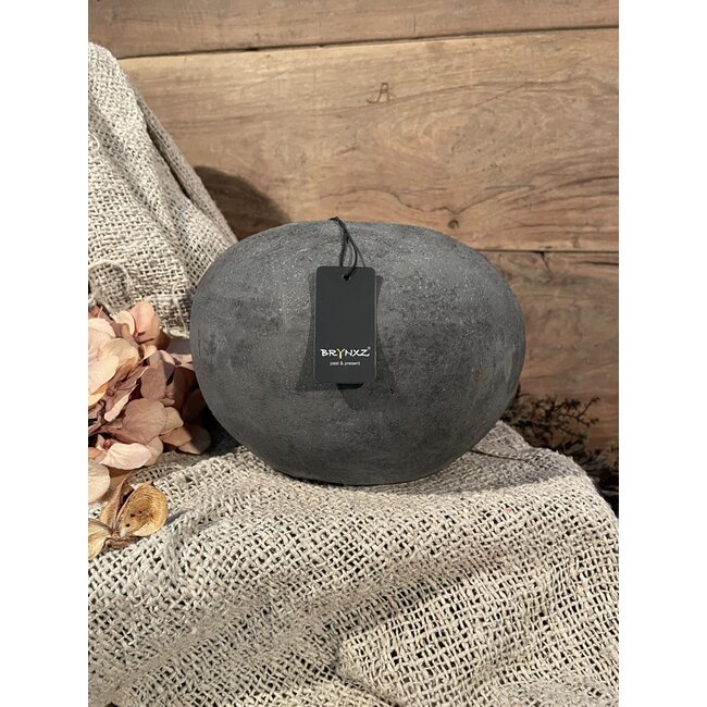 # Zwart/grijze ronde vaas 20  x 15 cm - "Stone Black"