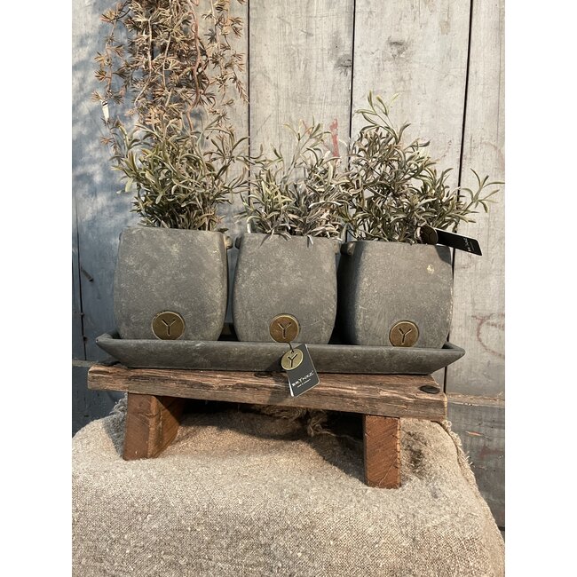 # Set of 3 Planters on Plate Majestic Vintage 38x14x14