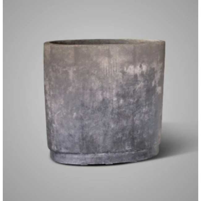 # Planter Oval Edge Huge Stone Black L 44x15x45