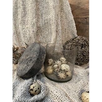 glazen pot met houten deksel 12 cm - S