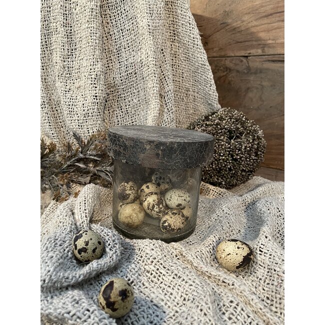 # glazen pot met houten deksel 12 cm - S