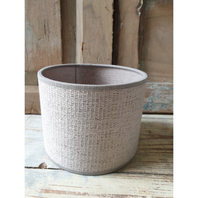2002 - KKL - Lampenkap - Taupe/creme linnen - 15 x 15 x 12 cm