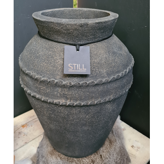 Still # 3225 - Grijs/gouden bloempot "Rib" 42 cm - GOG