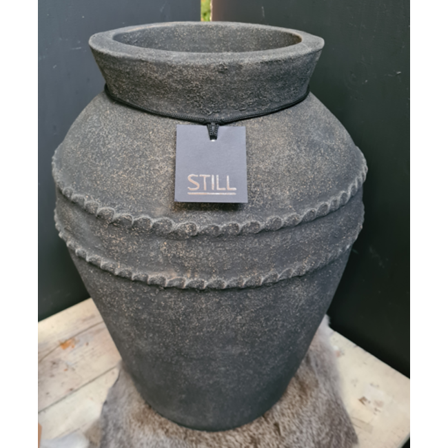 Still # 3225 - Grijs/gouden bloempot "Rib" 42 cm - GOG