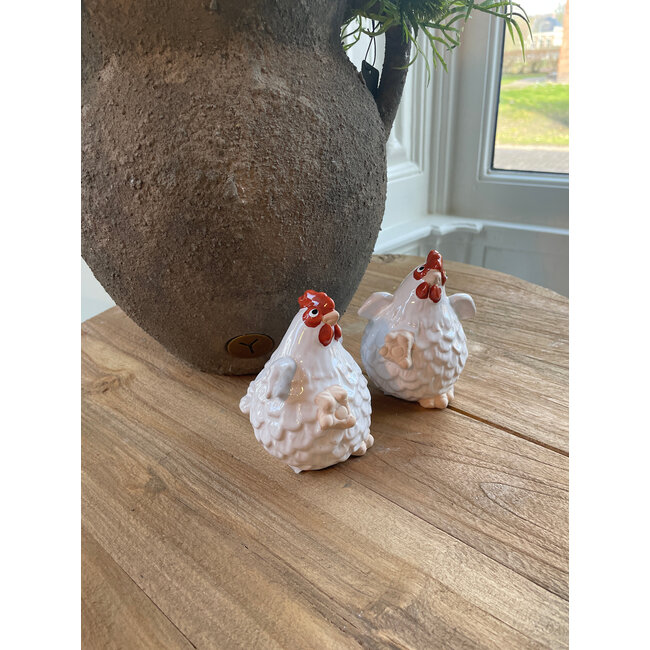 Countryfield # Witte kip - aardewerk - ca. 8 x 8 x 10 cm - per stuk