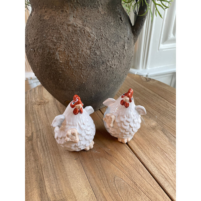 Countryfield # Witte kip - aardewerk - ca. 8 x 8 x 10 cm - per stuk
