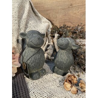 Grijze schotse hooglander - grootste - per stuk - 10 x 10 x 16 cm - majestic vintage